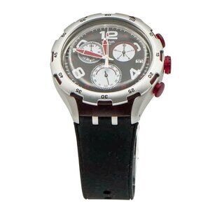 Swatch RED WHEEL Irony XLITE Chrono Blue Dial Red Accents Watch (YYS4004)